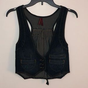 Dark wash denim vest